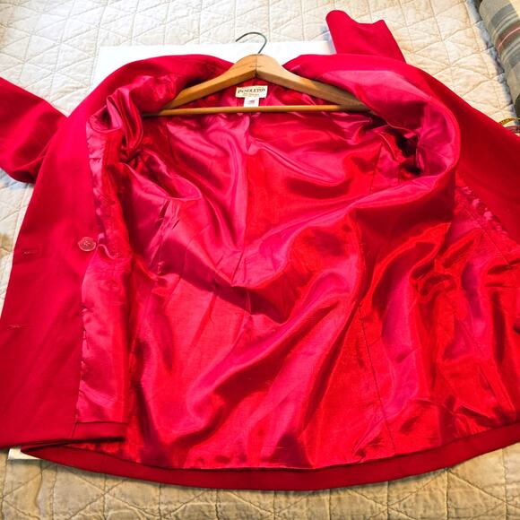 Pendleton Suit Coat Women's 8 Red Wool Gold Button Double Breasted Career Preppy - Picture 3 of 12